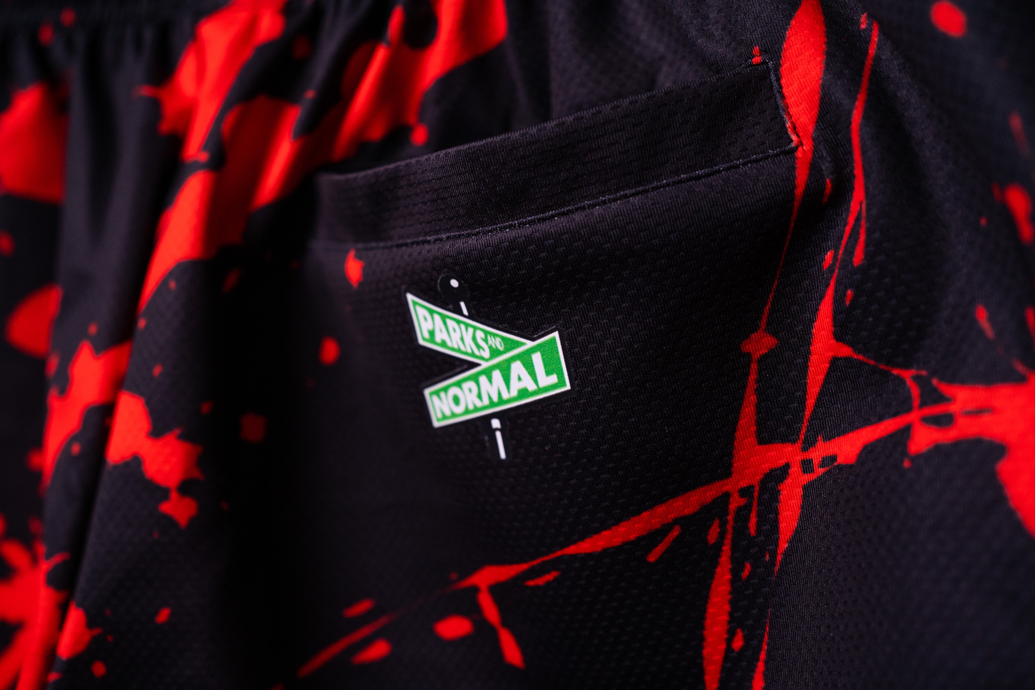 BLOODY CHAINSAW MESH SHORTS