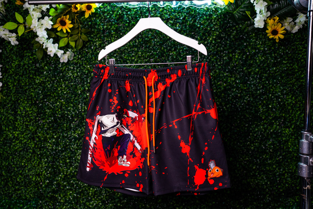 BLOODY CHAINSAW MESH SHORTS