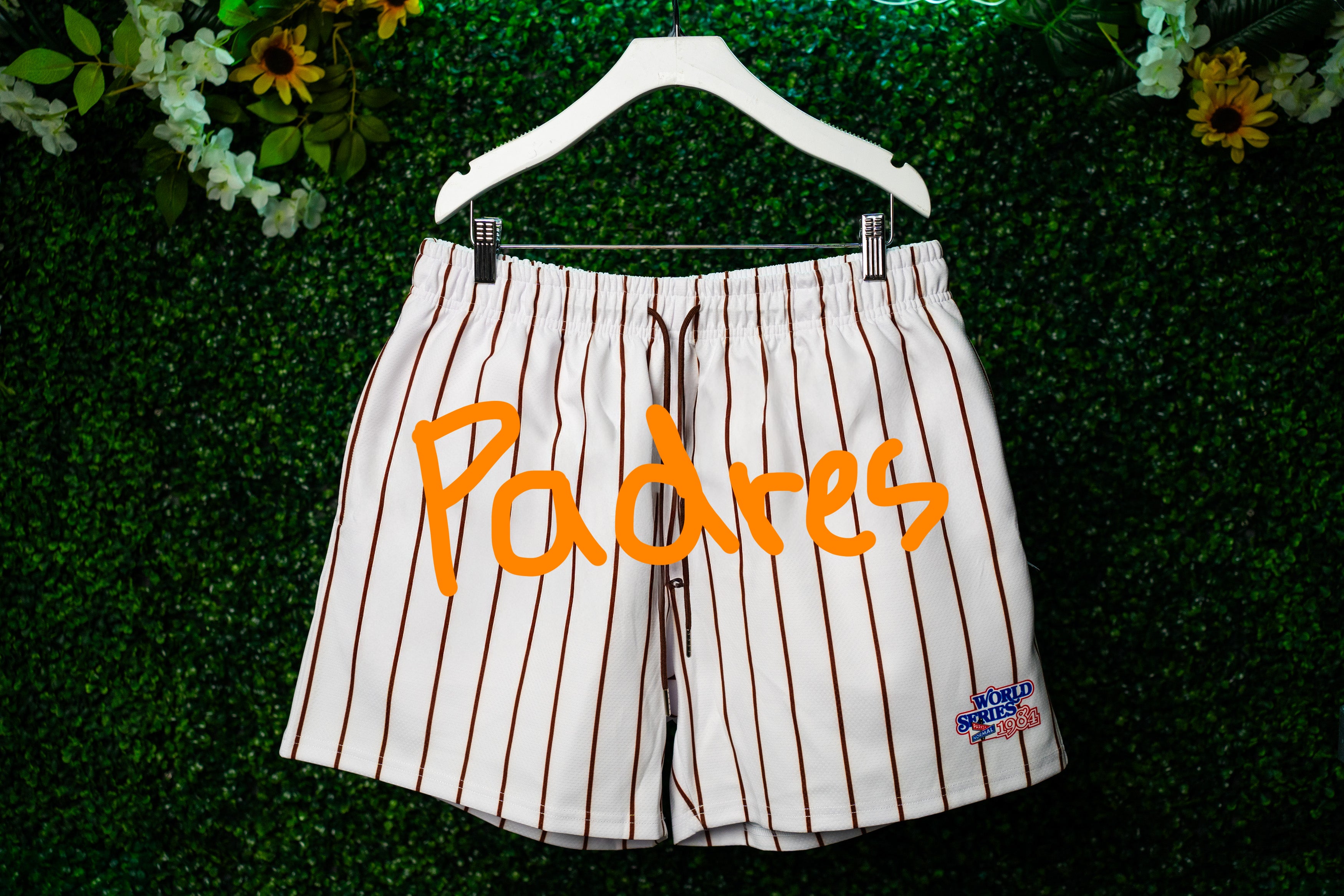 SD 80'S BROWN ORANGE PINSTRIPE MESH SHORTS