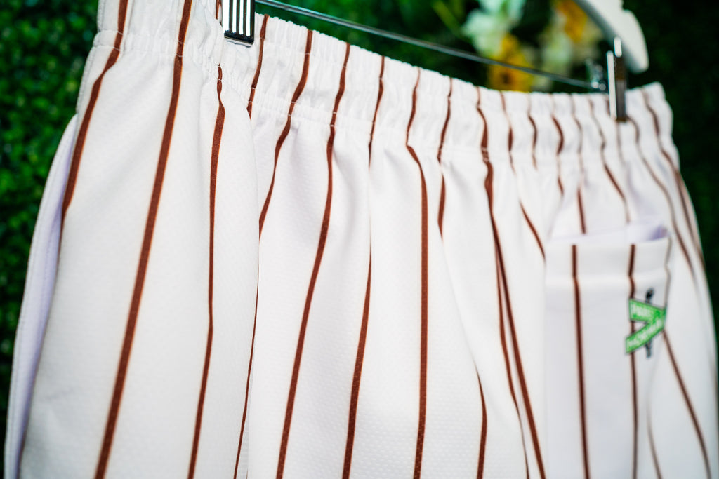 SD 80'S BROWN ORANGE PINSTRIPE MESH SHORTS