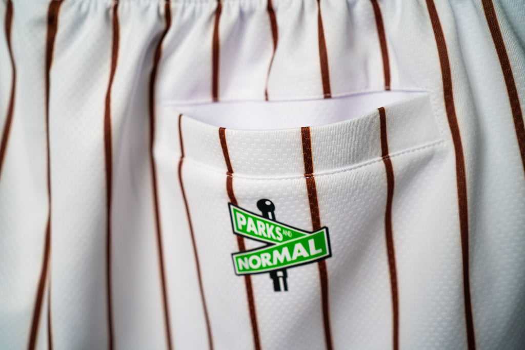 SD 80'S BROWN ORANGE PINSTRIPE MESH SHORTS