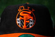 SF BLACK & ORANGE CORDUROY SNAPBACK CAP